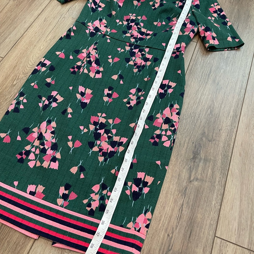 Boden Fleur Fitted Dress Hunter Green Tulip 6r - Picture 7 of 9